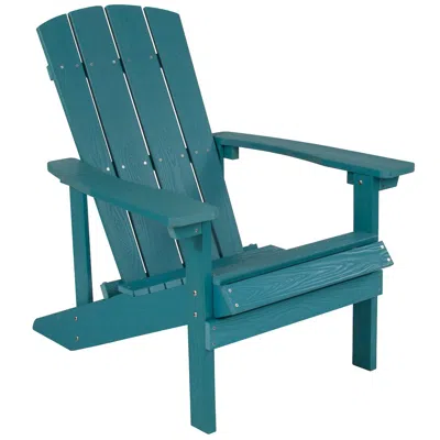 Flash Furniture Commercial All-weather Poly Resin Wood Adirondack Chair In Sea Foam In Blue