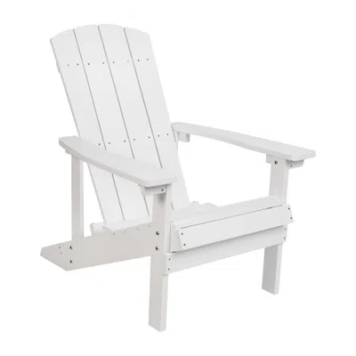Flash Furniture Commercial All-weather Poly Resin Wood Adirondack Chair In White