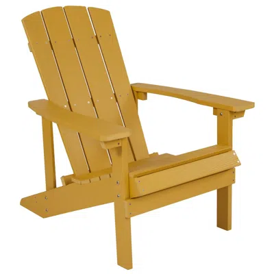 Flash Furniture Commercial All-weather Poly Resin Wood Adirondack Chair In Yellow