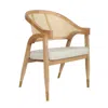 Flash Furniture Commercial Cane Rattan Dining Chair With Cushioned Seat, Natural In Brown