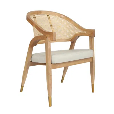 Flash Furniture Commercial Cane Rattan Dining Chair With Cushioned Seat, Natural In Brown