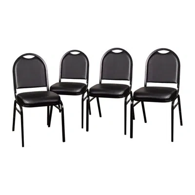 Flash Furniture Commercial Dome Back Stacking Banquet Chairs With Metal Frames In Black