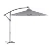 Flash Furniture Commercial Grade 10 Ft Round Solar Led Patio Cantilever Umbrella, Gray In Gray