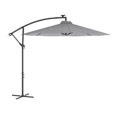 Flash Furniture Commercial Grade 10 Ft Round Solar Led Patio Cantilever Umbrella, Gray