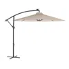 Flash Furniture Commercial Grade 10 Ft Round Solar Led Patio Cantilever Umbrella, Tan In Neutral