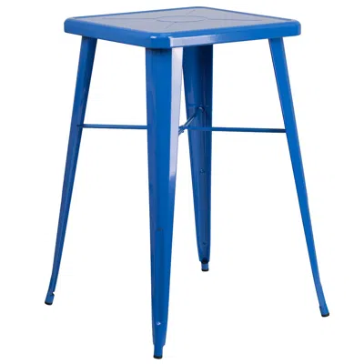 Flash Furniture Commercial Grade 23.75" Square Blue Metal Indoor-outdoor Bar Height Table