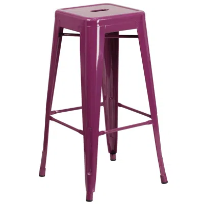 Flash Furniture Commercial Grade 30" High Backless Purple Indoor-outdoor Barstool