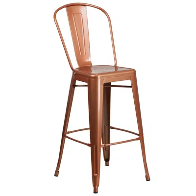 Flash Furniture Commercial Grade 30" High Copper Metal Indoor-outdoor Barstool With Back In Brown