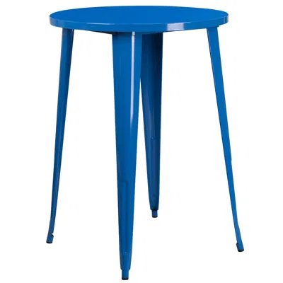 Flash Furniture Commercial Grade 30" Round Blue Metal Indoor-outdoor Bar Height Table