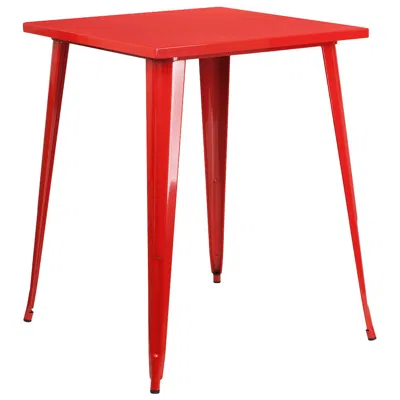 Flash Furniture Commercial Grade 31.5" Square Red Metal Indoor-outdoor Bar Height Table