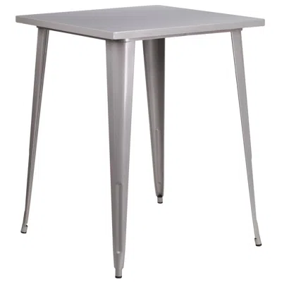 Flash Furniture Commercial Grade 31.5" Square Silver Metal Indoor-outdoor Bar Height Table In Gray