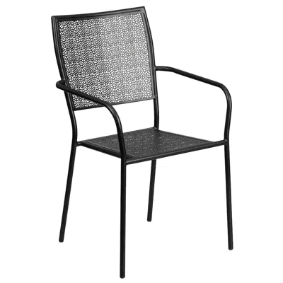 Flash Furniture Commercial Grade Black Indoor-outdoor Steel Patio Arm Chair With Square Back In Gray