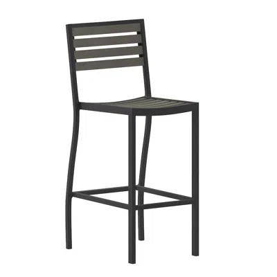 Flash Furniture Contemporary All-weather Patio Bar Stool In Black