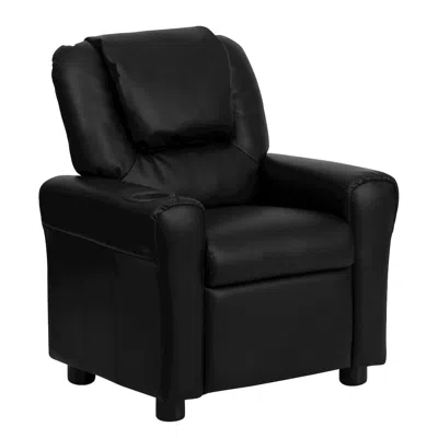 Flash Furniture Contemporary Black Leathersoft Kids Recliner With Cup Holder And Headrest