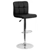 Flash Furniture Contemporary Black Quilted Vinyl Adjustable Height Barstool With Chrome Base In Black