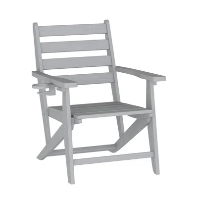 Flash Furniture Contemporary Commercial Grade Adirondack Dining Chair With Cupholder, Gray In White