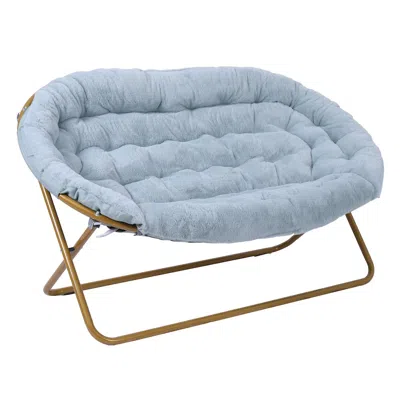 Flash Furniture Contemporary Double Saucer Chair, Aqua Fabric/soft Gold Frame In Blue