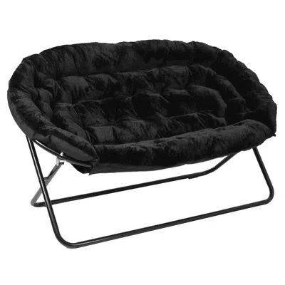 Flash Furniture Contemporary Double Saucer Chair, Black Fabric/black Frame In Green