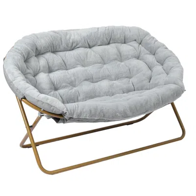 Flash Furniture Contemporary Double Saucer Chair, Gray Fabric/soft Gold Frame