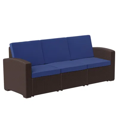 Flash Furniture Contemporary Outdoor Sofa In Blue