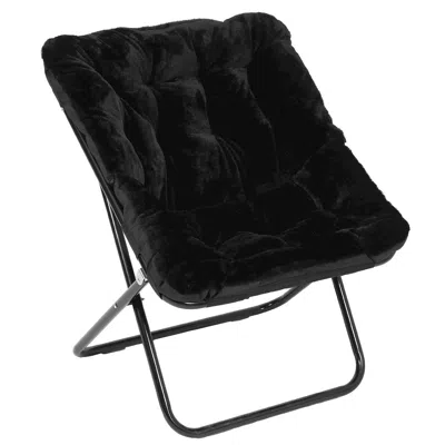 Flash Furniture Contemporary Oversized Folding Saucer Chair, Black Fabric/black Frame