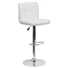 Flash Furniture Contemporary White Quilted Vinyl Adjustable Height Barstool With Chrome Base In White