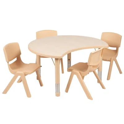 Flash Furniture Crescent Natural Plastic Height Activity Table Set With 4 Chairs