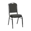 Flash Furniture Crown Back Stacking Banquet Chair In Black Dot Patterned Fabric - Black Frame In Gray