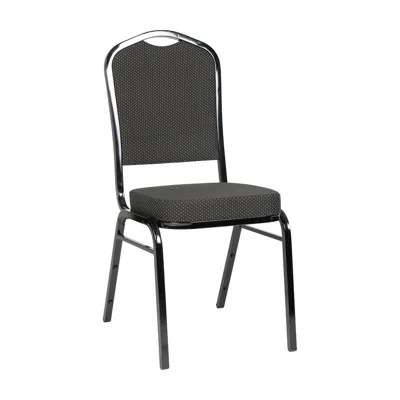 Flash Furniture Crown Back Stacking Banquet Chair In Black Dot Patterned Fabric - Black Frame In Gray