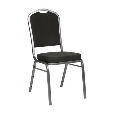 Flash Furniture Crown Back Stacking Banquet Chair In Black Fabric - Silver Vein Frame