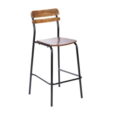 Flash Furniture Cyprus Solid Wood Bar Stool With Black Metal Frame And Antique Copper Finish In Brown