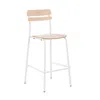 Flash Furniture Cyprus Solid Wood Bar Stool With White Metal Frame And Antique White Finish In Neutral