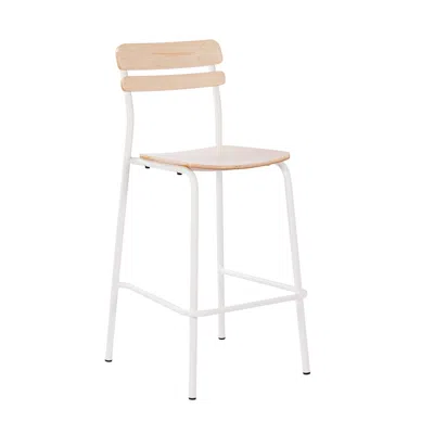 Flash Furniture Cyprus Solid Wood Bar Stool With White Metal Frame And Antique White Finish In Neutral