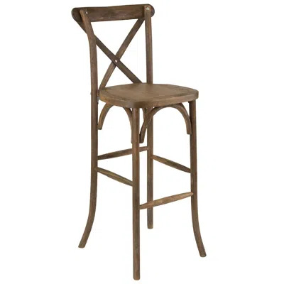 Flash Furniture Dark Antique Wood Cross Back Barstool In Brown