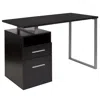 Flash Furniture Dark Ash Wood Grain Finish Computer Desk With Two Drawers And Silver Metal Frame In Black