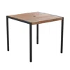 Flash Furniture Dining Table With Poly Slats - 35" Restaurant Table With Umbrella Holder Hole In Brown