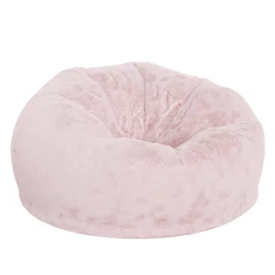 Flash Furniture Duncan Oversized Blush Furry Refillable Bean Bag Chair For All Ages In Pink