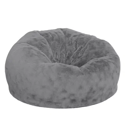 Flash Furniture Duncan Oversized Gray Furry Refillable Bean Bag Chair For All Ages