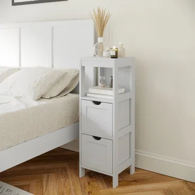 Flash Furniture Dune Farmhouse Bathroom Storage Organizer With Drawers And Open Shelf In White