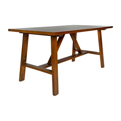 Flash Furniture Eli Solid Wood Farmhouse Coffee Table, Trestle Style Accent Table In Walnut In Brown