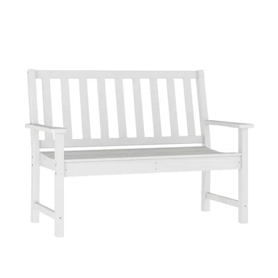Flash Furniture Ellsworth 50" All Weather Recycled Hdpe Bench With Contoured Seat In White