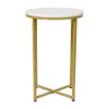 Flash Furniture End Table - White Marble Finish Accent Table With Crisscross Brushed Gold Frame In Gold