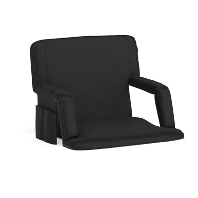 Flash Furniture Extra Wide Black Lightweight Stadium Chair With Armrests, Padded Back