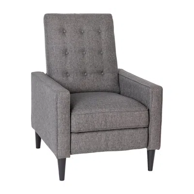Flash Furniture Fabric Upholstered Button Tufted Pushback Recliner In Gray For Residential, Use