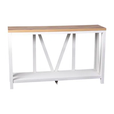 Flash Furniture Farmhouse 2-tier Console Table - Brushed White Finish Engineered Wood Frame