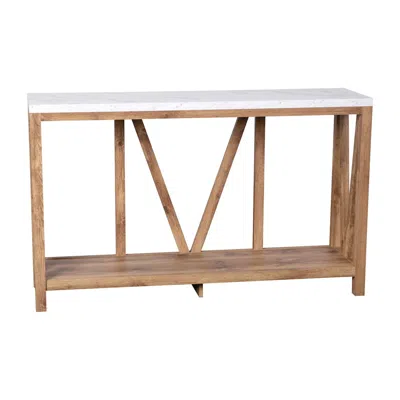 Flash Furniture Farmhouse 2-tier Console Table - Warm Oak Finish Engineered Wood Frame In Brown