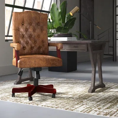 Flash Furniture Farmhouse High-back Tufted Executive Swivel Office Chair With Arms In Bomber Brown Ultra-suede