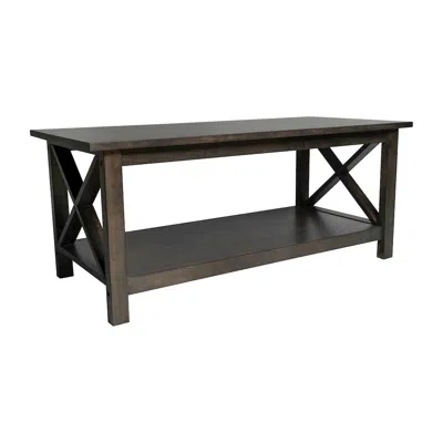 Flash Furniture Farmhouse Style Coffee Table With X-frame Design, Dark Gray In Brown