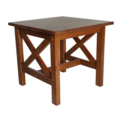 Flash Furniture Farmhouse Style Solid Wood End Table With Traditional X-frame Design In Walnut In Brown