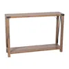 Flash Furniture Farmhouse Wooden 2 Tier Console Entry Table With Black Metal Corner Accents, Oak In Brown
